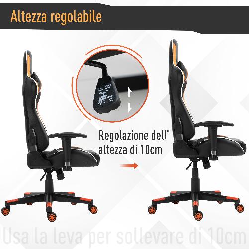 Vinsetto-Poltrona-Gaming-con-Altezza-e-Schienale-Regolabile-Sedia-da-Ufficio-Nera-e-Arancione