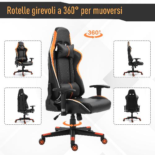 Vinsetto-Poltrona-Gaming-con-Altezza-e-Schienale-Regolabile-Sedia-da-Ufficio-Nera-e-Arancione