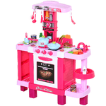 HOMCOM-Cucina-Giocattolo-per-Bambini-con-38-Accessori-Inclusi-Gioco-con-Luci-e-Suoni-Realistici-78x29x87cm-Rosa