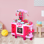 HOMCOM-Cucina-Giocattolo-per-Bambini-con-38-Accessori-Inclusi-Gioco-con-Luci-e-Suoni-Realistici-78x29x87cm-Rosa