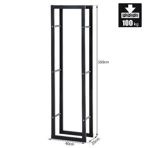 HOMCOM-Scaffale-Porta-Legna-Verticale-per-Interno-in-Ferro-Nero-40x25x150cm