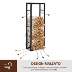 HOMCOM-Scaffale-Porta-Legna-Verticale-per-Interno-in-Ferro-Nero-40x25x150cm