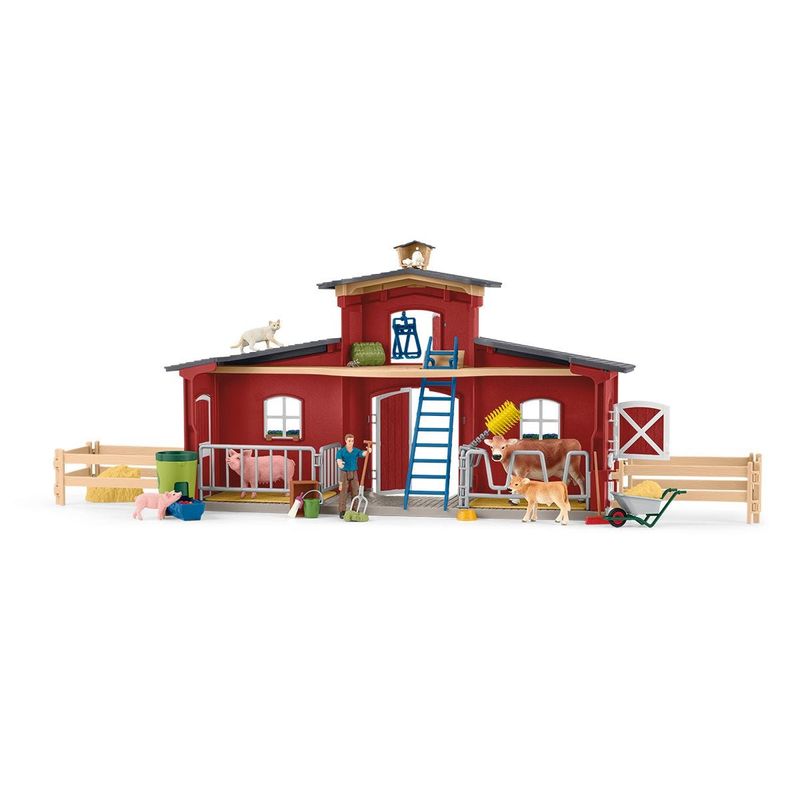 schleich-FARM-WORLD-42606-casa-giocattolo--SCHLEICH-Farm-World-Red-Barn-with-Animals-and-Accessories-Toy-Playset-3-to-8-