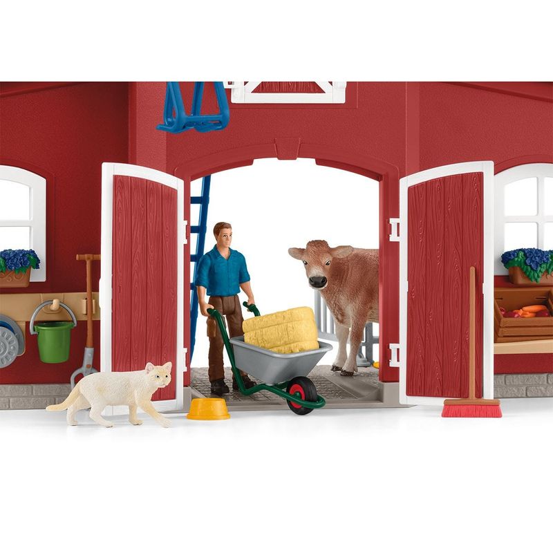 schleich-FARM-WORLD-42606-casa-giocattolo--SCHLEICH-Farm-World-Red-Barn-with-Animals-and-Accessories-Toy-Playset-3-to-8-