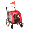 PawHut-Rimorchio-Cani-con-Ingresso-a-Cerniera-Ruote-e-Bandiera-in-Acciaio-e-tessuto-Oxford-Rosso-Argento-Nero