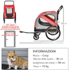 PawHut-Rimorchio-Cani-con-Ingresso-a-Cerniera-Ruote-e-Bandiera-in-Acciaio-e-tessuto-Oxford-Rosso-Argento-Nero