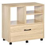 Vinsetto Mobile Multiuso per Ufficio Porta Stampante con 5 Ruote e Ripiano Regolabile, 77x40x73cm - Legno