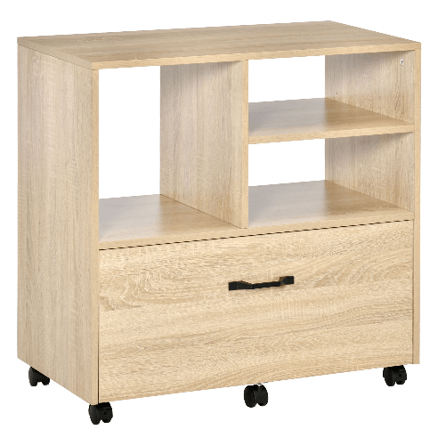 Vinsetto-Mobile-Multiuso-per-Ufficio-Porta-Stampante-con-5-Ruote-e-Ripiano-Regolabile-77x40x73cm---Legno