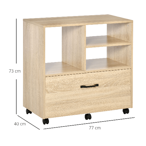 Vinsetto-Mobile-Multiuso-per-Ufficio-Porta-Stampante-con-5-Ruote-e-Ripiano-Regolabile-77x40x73cm---Legno
