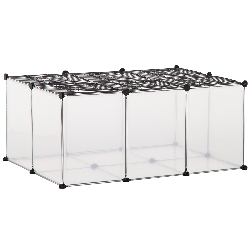 PawHut-Recinto-per-Criceti-e-Conigli-Modulabile-con-Accessori-Montaggio-in-Resina-e-Acciaio-105x70x45cm