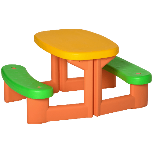 Outsunny-Tavolo-da-Picnic-per-2-Bambini-di-3-6-Anni-con-2-Panche-per-Esterno-e-Interno-Multicolore