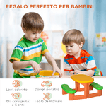 Outsunny-Tavolo-da-Picnic-per-2-Bambini-di-3-6-Anni-con-2-Panche-per-Esterno-e-Interno-Multicolore