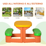 Outsunny-Tavolo-da-Picnic-per-2-Bambini-di-3-6-Anni-con-2-Panche-per-Esterno-e-Interno-Multicolore