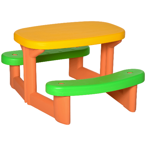 Outsunny-Tavolo-da-Picnic-per-2-Bambini-di-3-6-Anni-con-2-Panche-per-Esterno-e-Interno-Multicolore