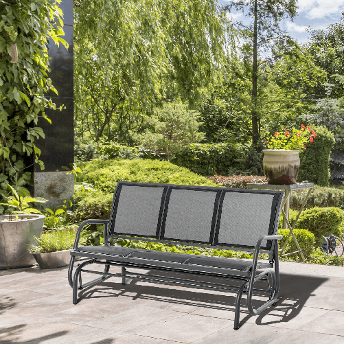 Outsunny-Panchina-a-Dondolo-da-Giardino-3-Posti-in-Metallo-e-Tessuto-Traspirante