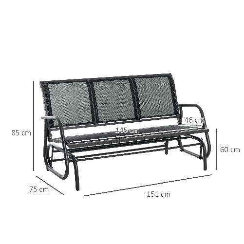 Outsunny-Panchina-a-Dondolo-da-Giardino-3-Posti-in-Metallo-e-Tessuto-Traspirante