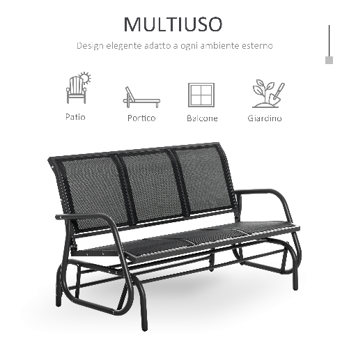 Outsunny-Panchina-a-Dondolo-da-Giardino-3-Posti-in-Metallo-e-Tessuto-Traspirante