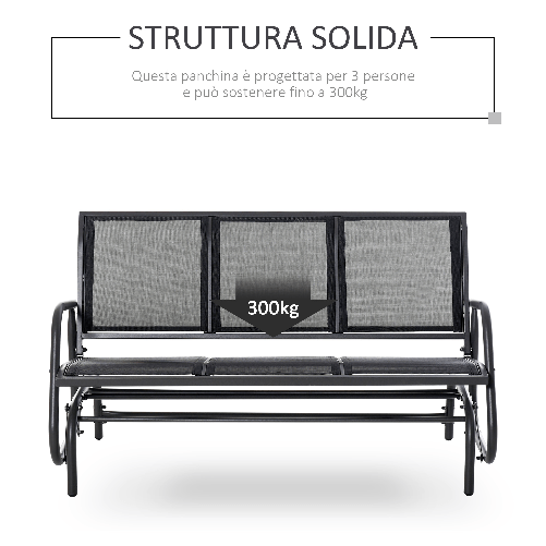 Outsunny-Panchina-a-Dondolo-da-Giardino-3-Posti-in-Metallo-e-Tessuto-Traspirante