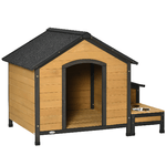 PawHut-Cuccia-per-Cani-Taglia-Media-con-2-Porta-Ciotole-Box-Esterno-e-Tetto-in-Bitume-130x93x92cm