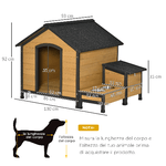 PawHut-Cuccia-per-Cani-Taglia-Media-con-2-Porta-Ciotole-Box-Esterno-e-Tetto-in-Bitume-130x93x92cm