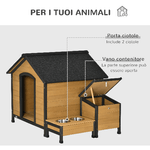 PawHut-Cuccia-per-Cani-Taglia-Media-con-2-Porta-Ciotole-Box-Esterno-e-Tetto-in-Bitume-130x93x92cm