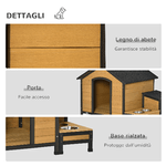 PawHut-Cuccia-per-Cani-Taglia-Media-con-2-Porta-Ciotole-Box-Esterno-e-Tetto-in-Bitume-130x93x92cm