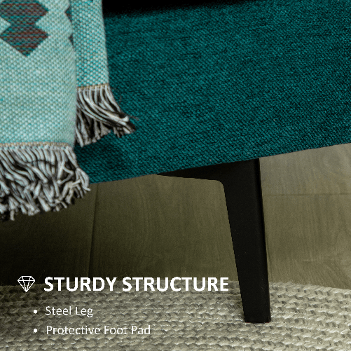 HOMCOM-Poltrona-Moderna-da-Soggiorno-con-Seduta-Imbottita-Gambe-in-Acciaio-e-Tessuto-Traspirante-96x87x87-cm-Verde