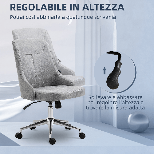 Vinsetto-Sedia-da-Ufficio-Regolabile-in-Altezza-con-Funzione-Girevole-e-Inclinabile-a-360°-56x63x85-95-cm-Grigio