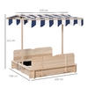 Outsunny-Sabbiera-per-Bambini-in-Legno-con-Tettuccio-Parasole-Panca-e-Coperchio-106x106x121cm-Bianco-e-Blu