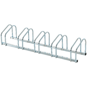 HOMCOM Rastrelliera Portabiciclette Parcheggio per 5 Biciclette in Acciaio, 145×33×27 cm, Argento