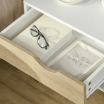 HOMCOM-Set-di-2-Comodini-con-Cassetto-e-Mensola-Base-Rialzata-e-Gambe-in-Legno-50x39x51cm-Bianco-e-Rovere