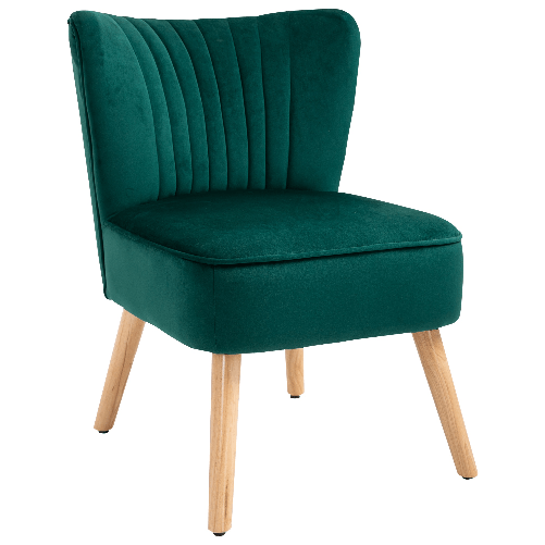 HOMCOM-Poltroncina-Stile-Nordico-dal-Design-Ergonomico-in-Legno-e-Velluto-Verde