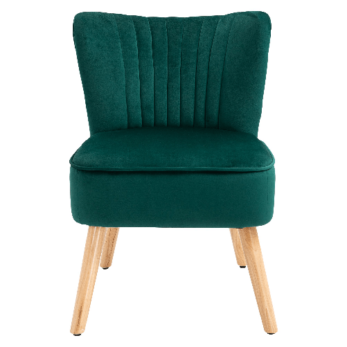 HOMCOM-Poltroncina-Stile-Nordico-dal-Design-Ergonomico-in-Legno-e-Velluto-Verde