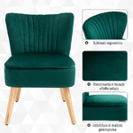 HOMCOM-Poltroncina-Stile-Nordico-dal-Design-Ergonomico-in-Legno-e-Velluto-Verde