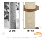 PawHut-Tiragraffi-ad-Albero-per-Gatti-con-Cuccia-Cuscino-Rivestimento-Peluche-e-Pali-in-Corda-Sisal