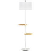 HOMCOM Lampada da Terra a Piantana con 2 Mensole e Paralume in Tessuto, �40x163cm, Bianco