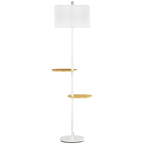 HOMCOM-Lampada-da-Terra-a-Piantana-con-2-Mensole-e-Paralume-in-Tessuto-Ø40x163cm-Bianco