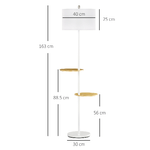 HOMCOM-Lampada-da-Terra-a-Piantana-con-2-Mensole-e-Paralume-in-Tessuto-Ø40x163cm-Bianco