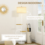 HOMCOM-Lampada-da-Terra-a-Piantana-con-2-Mensole-e-Paralume-in-Tessuto-Ø40x163cm-Bianco