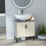 kleankin-Mobile-Bagno-sottolavabo-con-Doppia-anta-e-ripiano-in-Truciolato-60x30x60cm-Grigio-e-color-Quercia