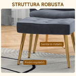 HOMCOM-Poltrona-Moderna-con-Pouf-Poggiapiedi-Set-Vellutato-e-Imbottito-con-Gambe-Dorate-Grigio