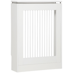 HOMCOM Copritermosifone a Doghe Moderno ed Elegante per la Casa, in MDF e Acciaio, 60x18x84cm, Bianco