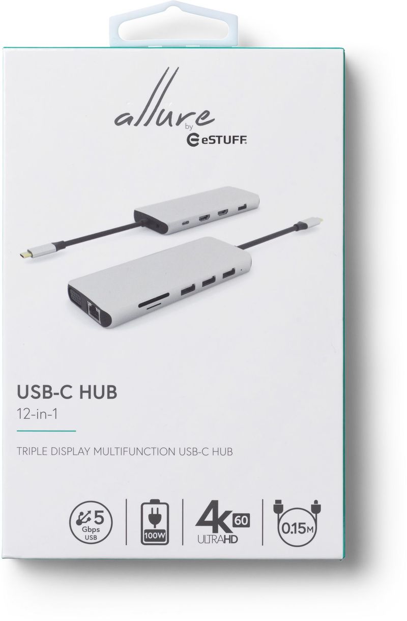 eSTUFF-ES623009-hub-di-interfaccia-USB-3.2-Gen-1-3.1-Gen-1-Type-C-5000-Mbit-s-Grigio--USB-C-12-in-1-Mobile-Hub---USB-3.2