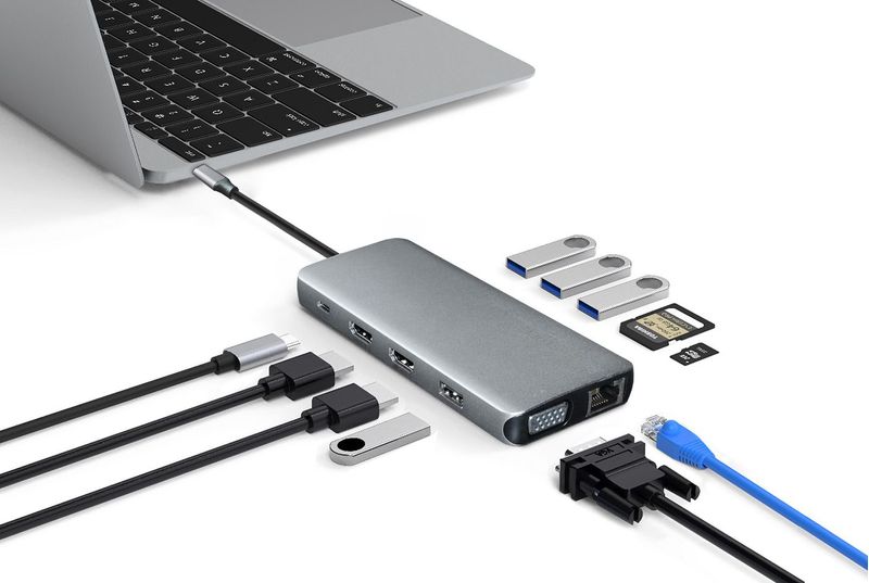 eSTUFF-ES623009-hub-di-interfaccia-USB-3.2-Gen-1-3.1-Gen-1-Type-C-5000-Mbit-s-Grigio--USB-C-12-in-1-Mobile-Hub---USB-3.2