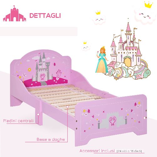 HOMCOM-Letto-per-Bambini-da-3-6-anni-con-Sponde-di-Sicurezza-in-Legno---Rosa