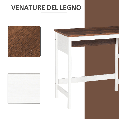 HOMCOM-Scrivania-Ufficio-con-2-Mensole-in-Legno-Casa-e-Studio-Noce-e-Bianco