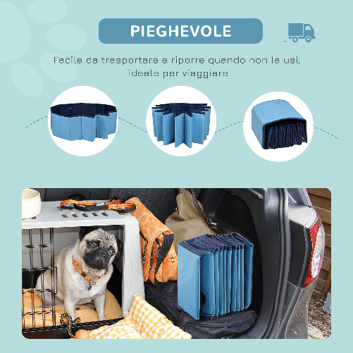 PawHut-Piscina-Vasca-da-Bagno-Portatile-Pieghevole-per-Cani-Animali-Domestici-in-PVC-Azzurro-Φ160-x-30cm