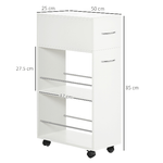 HOMCOM-Carrello-da-Cucina-in-Truciolato-e-Acciaio-Inox-con-2-Ripiani-Aperti-Cassetto-Estraibile-e-Parapetti-25x50x85-cm