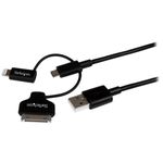 StarTech.com Cavo di ricarica 3 in 1 da 1m - Multi USB a Lightning o Dock a 30 pin o Micro