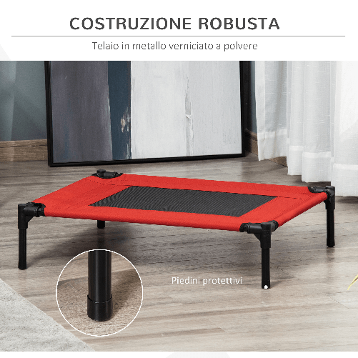 PawHut-Cuccia-Estiva-Brandina-per-Cani-fino-a-18kg-da-Esterno-e-Interno-Lettino-per-Animali-76x61x18cm-Rosso